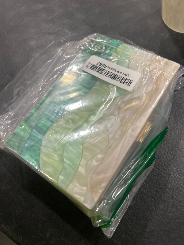 Photo 1 of Acrylic Purses and Handbags for Women Gradient Green Acrylic Clutch Purses for Wedding Evening Party Crossbody Bags