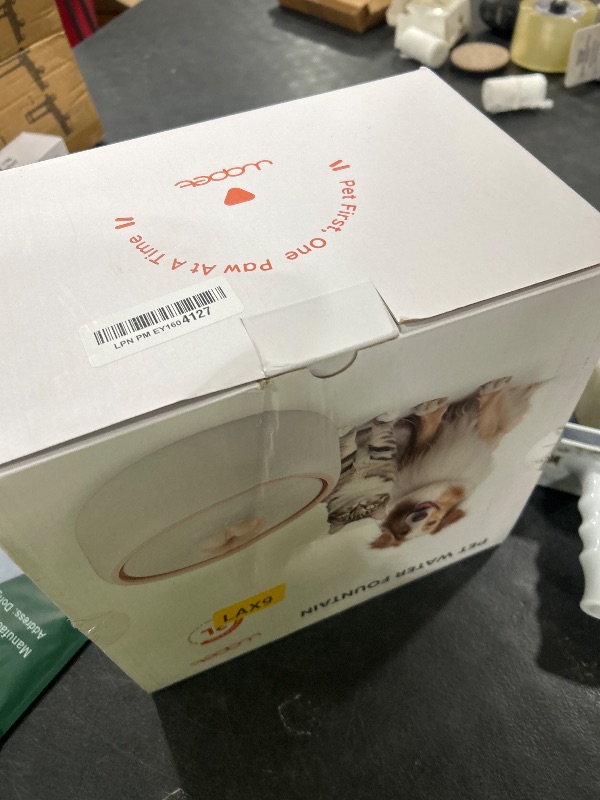 Photo 1 of WOPET Ceramic Cat Water Fountain W03 Lite?3L/101oz Ceramic Pet Fountain?Automatic Water Fountain for Cats & Dogs, Fashion Cat Fountain with Ultra-Quiet Pump and Filter & Sponge White Orange