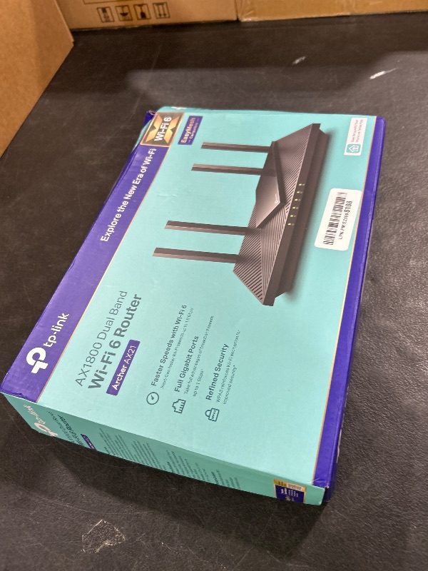 Photo 1 of TP-Link AX1800 WiFi 6 Router V4 (Archer AX21) – Dual Band Wireless Internet, Gigabit, Easy Mesh, Works with Alexa - A Certified for Humans Device, Free Expert Support