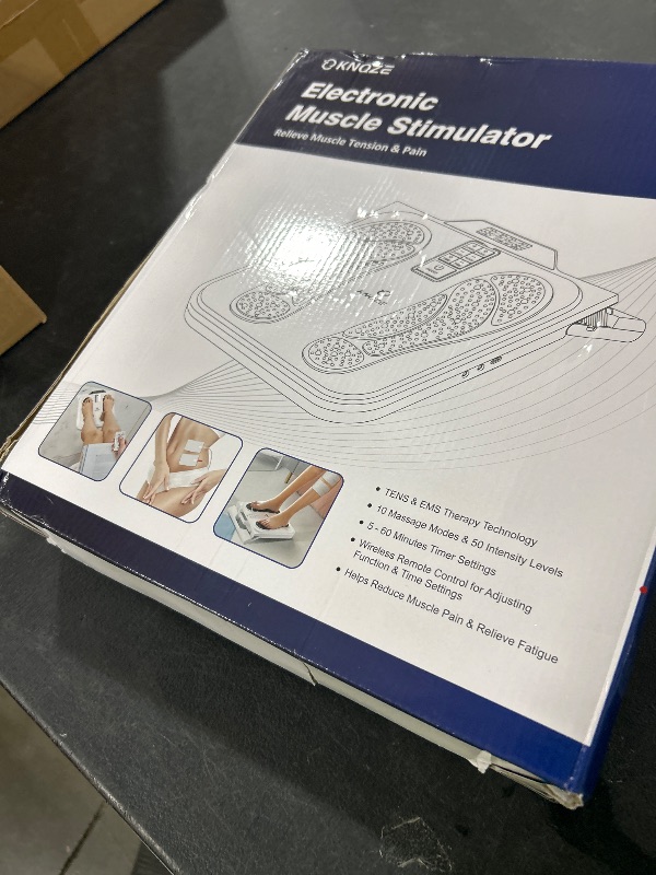 Photo 1 of KNQZE EMS Foot Massager for Neuropathy, TENS EMS Foot Nerve Circulation Stimulator for Pain Relief, 10 Modes and 50 Intensities, 4 Body Pads, Relieve Swelling, Cramps, Plantar Fasciitis