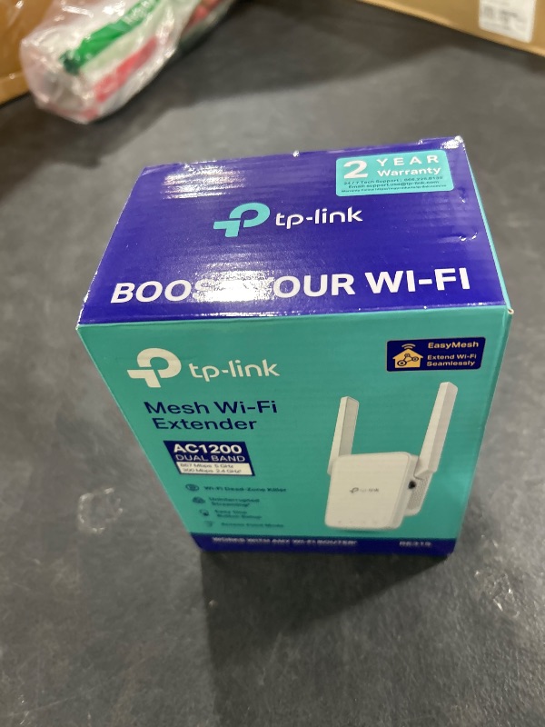 Photo 1 of TP-Link AC1200 WiFi Extender, 2025 Wirecutter Best WiFi Extender, 1.2Gbps Home Signal Booster, Dual Band 5GHz/2.4GHz, Up to 1600 Sq.ft and 32 Devices, EasyMesh Compatible, One Ethernet Port (RE315)