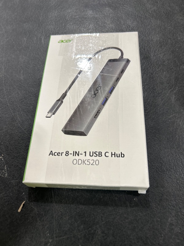Photo 1 of Acer 8 in 1 USB C Hub 10Gbps, USBC to HDMI Adapter 4K@60Hz, 2×USB-C 3.2, 2×USB A 3.0 Data Transfer, 100W PD Port Type C Multiport Splitter with SD/TF Card Reader, for Laptop, PC, Desktop, iPad Pro