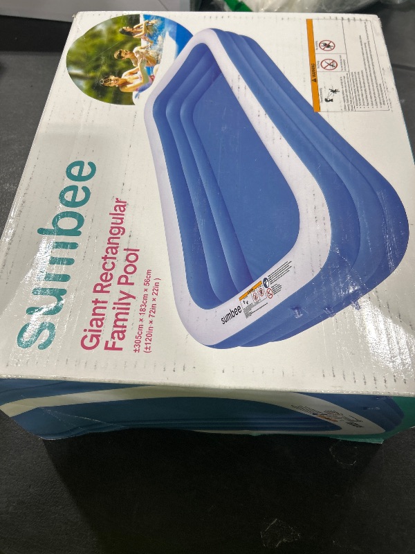 Photo 1 of Sumbee Inflatable Swimming Pool for Kiddie Adults Kids, 120" X 72" X 22" Large Blow Up Pool for Family Backyard Outdoor Toddler,Big Rectangle Pools for Children Ages 4-8-12,Full-Sized,Blue