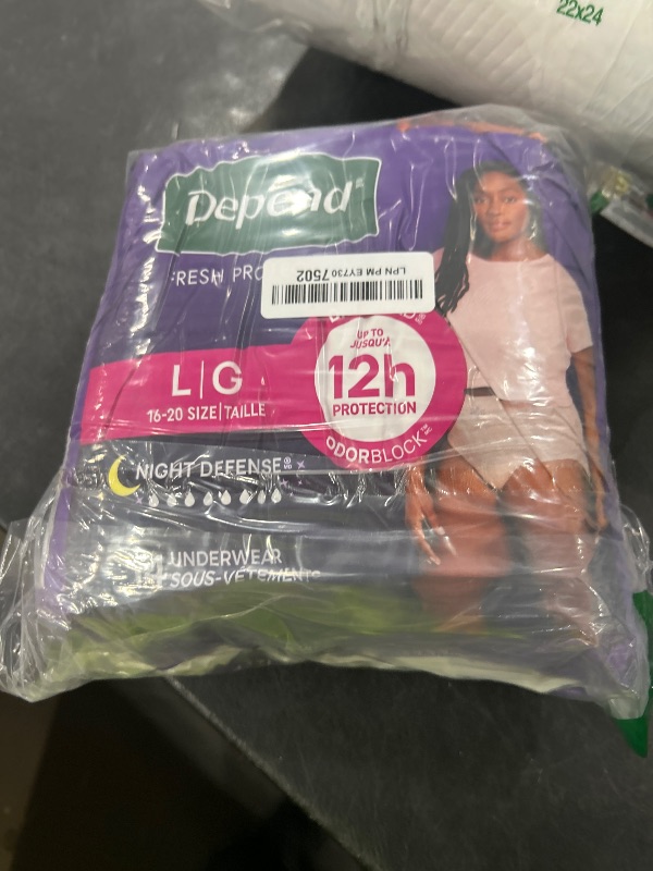 Photo 1 of Depend Night Defense Adult Diapers, Incontinence & Postpartum Bladder Leak Underwear for Women, Disposable, Overnight, Large, Blush, 14 Count, Packaging May Vary