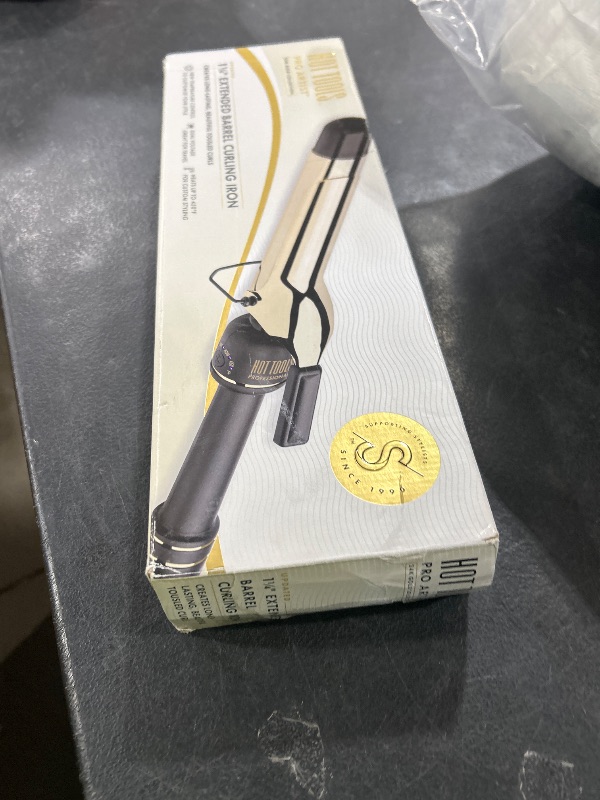 Photo 1 of HOT TOOLS 24K Gold Professional 1 1/4" Extended Barrel Curling Iron with Clamp for Tousled Curls - 24K Gold Technology for Long-Lasting Results & Longer Barrel for Easy Styling