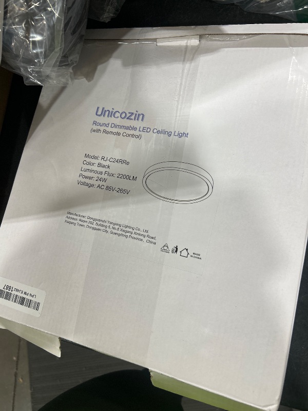 Photo 1 of Unicozin Dimmable LED Flush Mount Ceiling Light with Remote Control, 3000K-6000K Color Changing, 12Inch 24W(150W Equiv) 2200LM, Round Flat Ceiling Lamp Black for Bedroom, Living Room, Kitchen,Wired