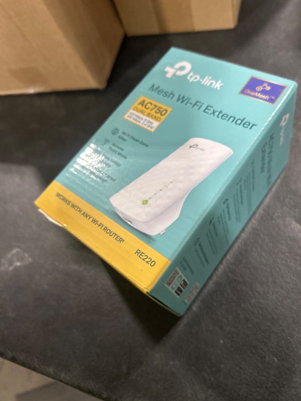 Photo 1 of TP-Link WiFi Extender with Ethernet Port, Dual Band 5GHz/2.4GHz, Up to 44% More Bandwidth Than Single Band, Covers Up to 1200 Sq.ft and 30 Devices, Signal Booster Amplifier Supports OneMesh(RE220)