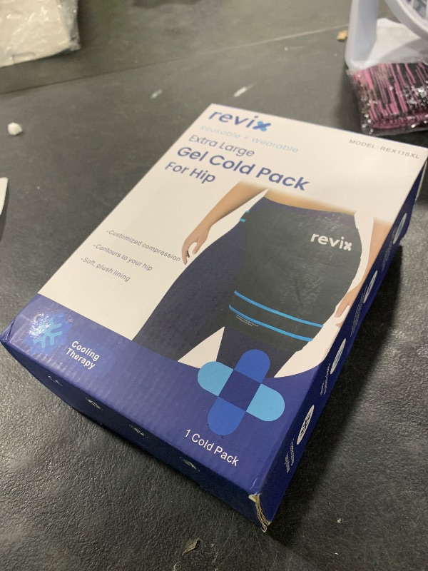 Photo 1 of REVIX Extra Large Hip Ice Pack Wrap After Surgery, Reusable Gel Cold Pack for Hip Replacement Recovery, Sciatic Nerve, Cold Therapy Hip Flexor Compression Wrap, Black