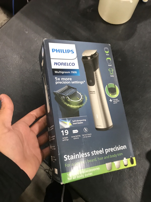 Photo 1 of Norelco Philips Multigroom 7000 Series, All-in-One Trimmer, Beard Trimmer and Hair Clipper, 19-Piece Men's Grooming Kit for Beard, Head, Hair, Body, and Face, Soft Pouch, MG7910/49