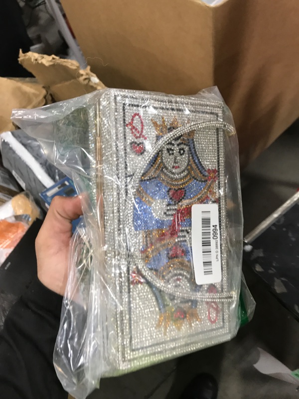 Photo 1 of pearl&she Diamond Women Evening Handbags Purse Minaudiere Clutch Bag,Stack of Cash Dollars Crystal Clutch Purses (Sliver Poker)
