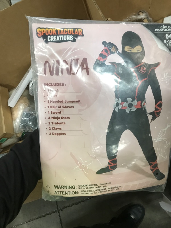 Photo 1 of Spooktacular Creations Halloween Ninja Costume, Black Ninja Outfit Set for Kids, Halloween Costumes with Accessories for Boys Dress Up and Role Play Party (Medium, 8-10 yrs)