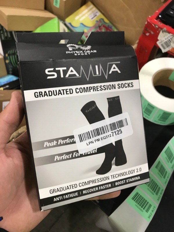 Photo 1 of Physix Gear Compression Socks - Best Men & Womens Compression Socks for Circulation, Running, Nurses, Athletic Use Sock Compression, Blood Pressure Socks, Calcetines de Compresion, All, Black, L/XL
