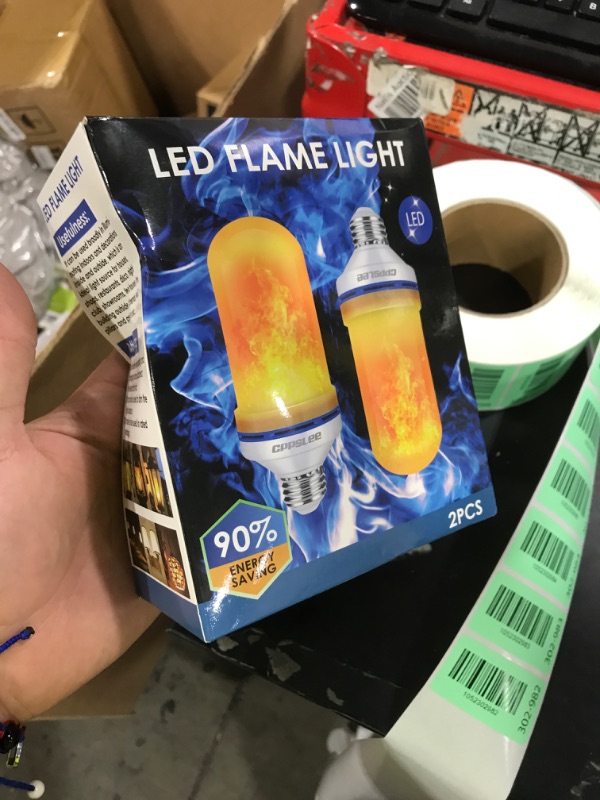 Photo 1 of Halloween Decorations Upgraded LED Flame Light Bulbs, 4 Modes Fire Flame Bulb, E26 Base Flickering Light Bulbs, Christmas Decorations Outdoor Indoor Patio Home Decor (Yellow, 2 Pack)