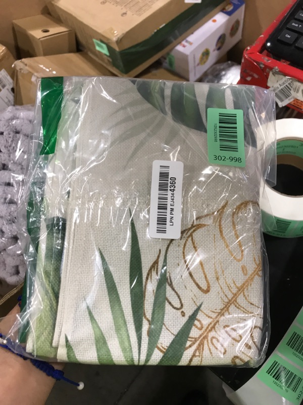 Photo 1 of Bonhause Tropical Palm Leaves Monstera Table Runner 13x72 Inch Summer Green Plant Kitchen Dinning Table Decoration for Indoor Outdoor lHome Party Decor