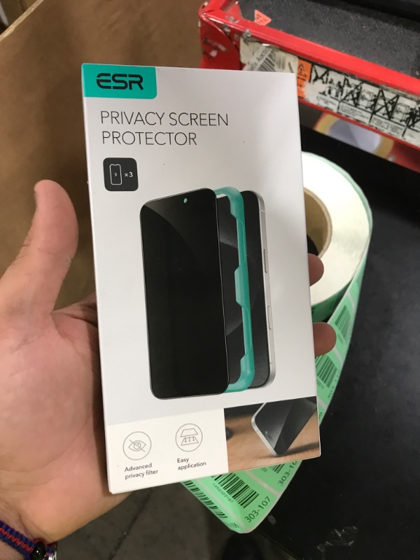 Photo 1 of ESR 3 Pack for iPhone 16 / iPhone 15 Privacy Screen Protector, Anti-spy Tempered-Glass Privacy Screen Protector with Easy Installation Tool, Micro-Curved Edges, Case Friendly