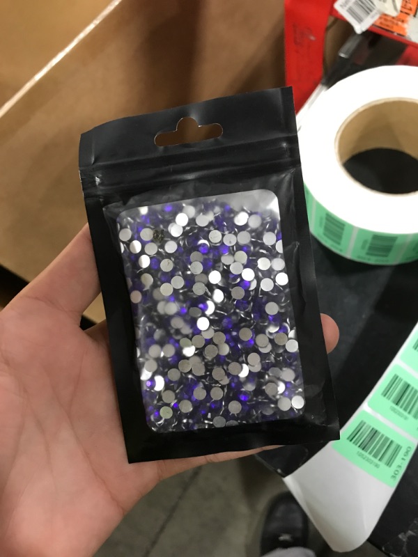 Photo 1 of Flatback Rhinestones Round Gems for Nails Art and Crafts 1250Pcs SS20 5mm Glitter Crystals Stone DIY Bags Clothes Shoes (Dark Purple)