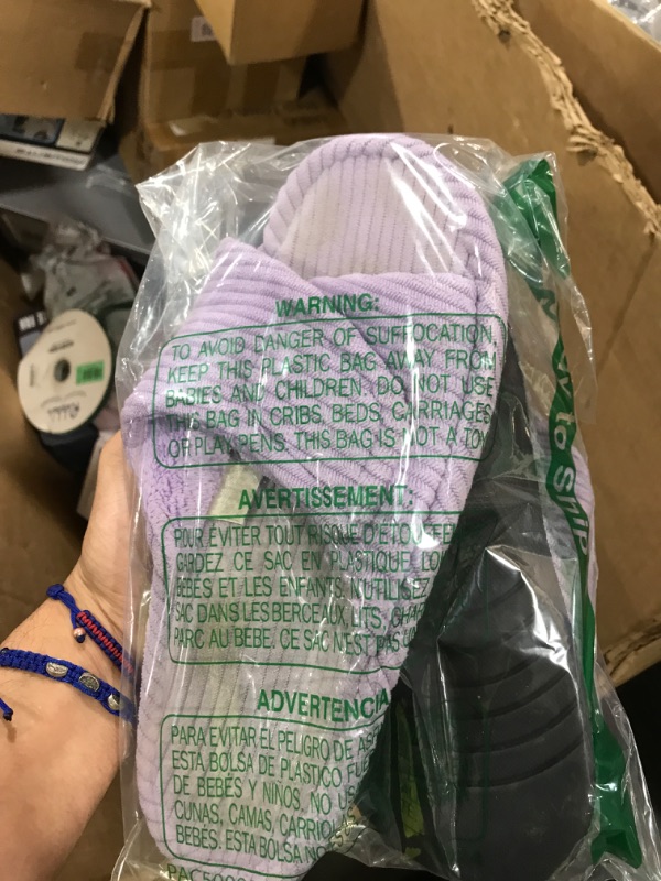 Photo 1 of Litfun Orthopedic House Slippers for Women Adjustable Arch Support Indoor Slippers Open Toe Corduroy Bedroom Shoes, Lavender purple 39