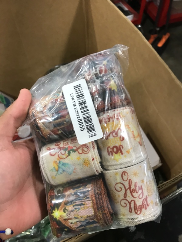 Photo 1 of Wavyknot 6 Rolls 30 Yard Christmas Jesus Wired Burlap Fabric Ribbon for Nativity Scene, Gift Wrapping, Christmas Wreath, DIY Crafts, Floral Arrangement
