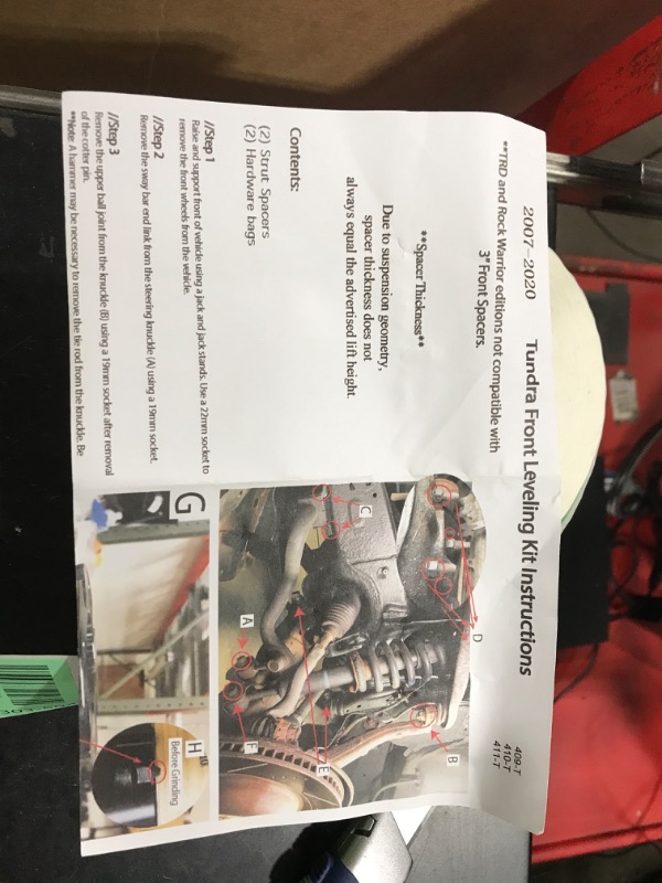 Photo 1 of 2007-2020 TUNDRA FRONT LEVELING KIT 2PCK