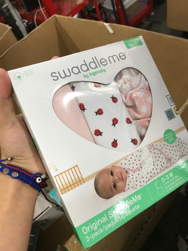Photo 1 of SwaddleMe by Ingenuity Original Swaddle, 100% Cotton, Improves Sleep & Calms Startle Reflex, 0-3 Months, 1.0 TOG, 3-Pack, Baby Swaddle Blanket - Lady Bug Picnic