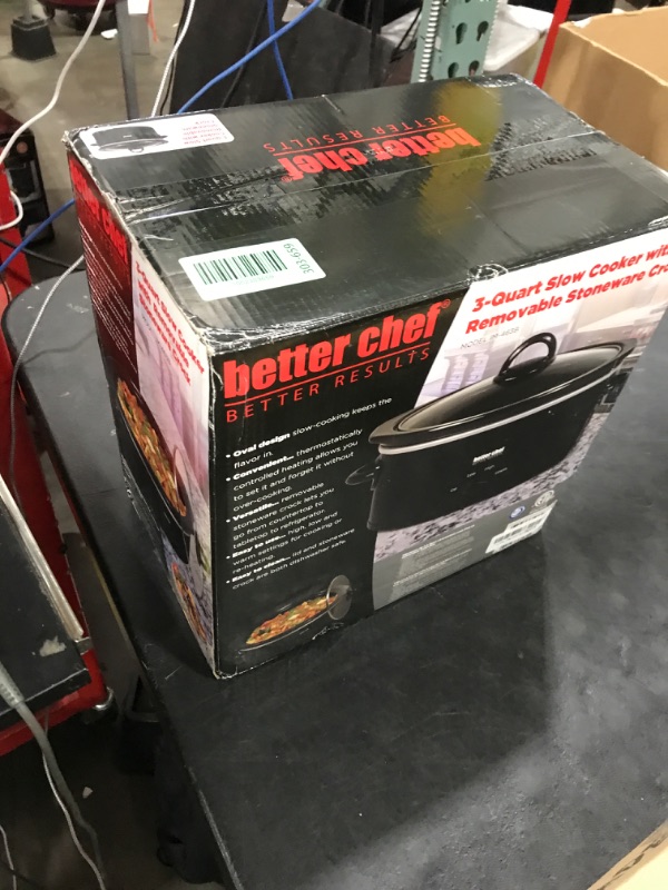 Photo 1 of Better Chef Oval Slow Cooker | 3-Quart | 3-Tempature Settings | Side Handles | Glass Lid | Enamel Stoneware Insert (Black)