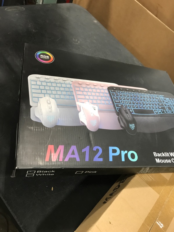 Photo 1 of SABLUTE Ergonomic Wireless Keyboard and Mouse Combo - Wave Keyboard with Soft Leather Wrist Rest, Resistant Keys, RGB Backlit Rechargeable Set for PC/Mac/Chromebook (Black)
