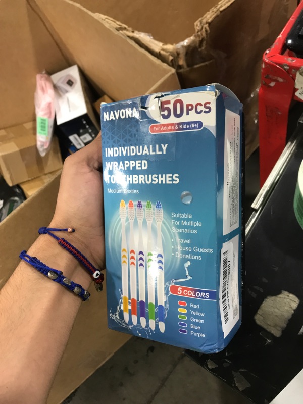 Photo 1 of Navona 50 PCS Premium Individually Wrapped Bulk Toothbrush Pack, Disposable Toothbrushes, Kids Toothbrush, Medium Soft Bristle Toothbrushes, Ergonomics Handle, Perfect for Travel Hotel Donation