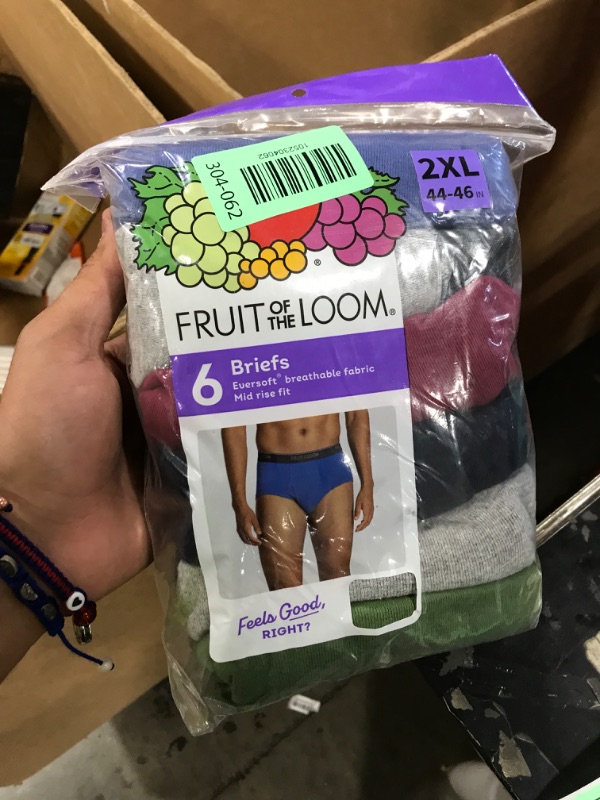 Photo 1 of Fruit of the Loom Men's Tag-Free Cotton Briefs, 6 Pack - Assorted Colors, 2X-Large