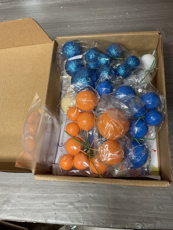 Photo 1 of Bouiexye 61 Pcs Boho Cake Topper Balls Decorations Mini Balloon Cake Topper Retro Hippie Daisy Flower Acrylic Ball Cake for Birthday Party Wedding Rainbow Baby Shower (Blue Orange)