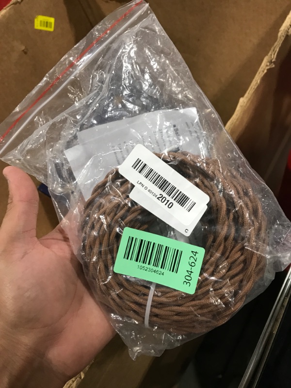 Photo 1 of RTNLIT 32.8ft Twisted Cloth Covered Lamp Wire, 18 Gauge Round Rayon Fabric Covered Vintage Electrical Lamp Cord for DIY Antique Industrial Lighting Project (Brown)