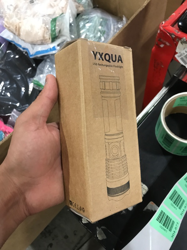 Photo 1 of YXQUA LED Flashlights, 10000 Lumen Super Bright Tactical Flashlight, Rechargeable Flash Light, 5 Modes Zoomable Waterproof Flash Lights for Emergency, Camping, Hiking, Outdoor, Home