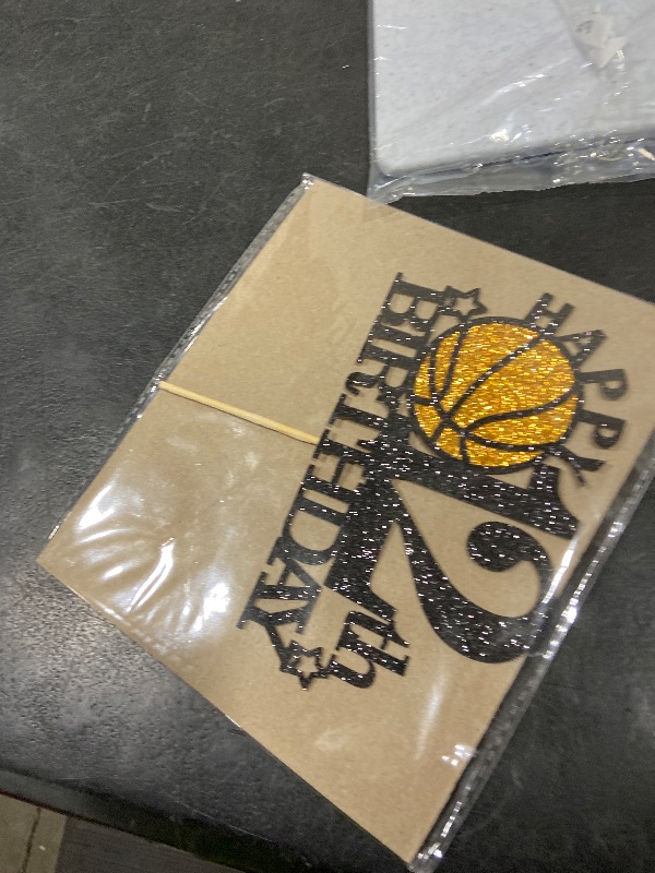 Photo 1 of Basketball 12th Happy Birthday Cake Topper - Black Glitter Basketball Party Decorations Supplies, Perfect for Birthday/Basketball/SportTheme Party, Photo Booth Props (12)