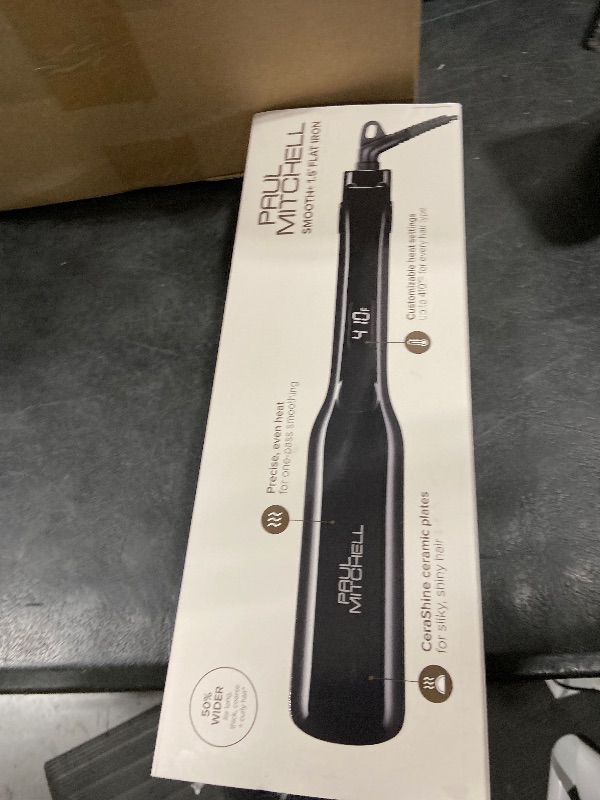 Photo 1 of Paul Mitchell Smooth+ Ceramic Flat Iron, Adjustable Heat Settings, for Smoothing + Straightening, Black, 1.5 Inch