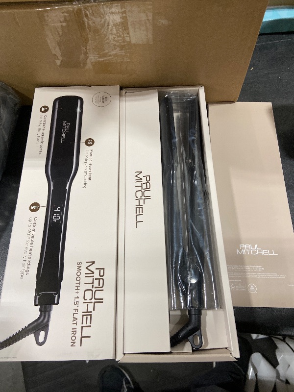 Photo 1 of Paul Mitchell Smooth+ Ceramic Flat Iron, Adjustable Heat Settings, for Smoothing + Straightening, Black, 1.5 Inch