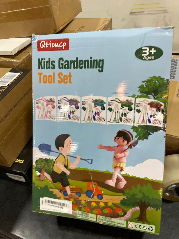 Photo 1 of Qtioucp Kids Gardening Tools Outdoor Toys Set Backyard Play with Wheelbarrow Educational STEM Learning Pretend Toys Outdoor Indoor for Toddlers Kids Boys Girls