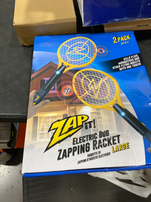 Photo 1 of ZAP iT! 4,000 Volt Electric Handheld Bug Zapper Racket - USB Rechargeable Indoor Safe Mosquito Zapper and Fly Swatter for Indoor and Outdoor Use - 2 Pack (Large, Yellow)