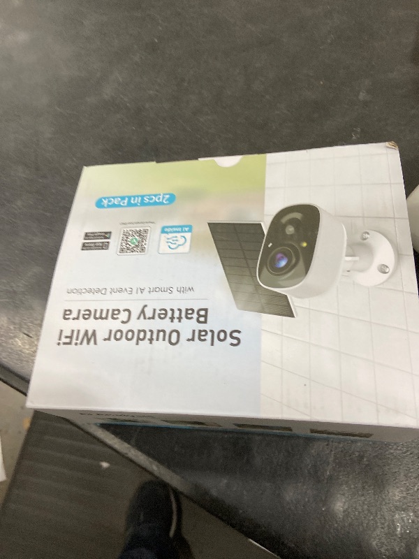 Photo 1 of GMK Solar Security Cameras Wireless Outdoor, with Solar Panel 2K Color Night Vision Motion Detection 2-Way Talk Battery Powered WiFi Home Indoor Camera IP65 Weatherproof Cloud/SD Storage 2-Pack