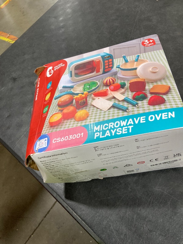 Photo 1 of CUTE STONE Microwave Toys Kitchen Play Set, Kids Pretend Play Electronic Oven with Play Food, Kids Cookware Pot and Pan Toy Set, Cooking Utensils,Great Learning Kitchen Toys for Girls Boys