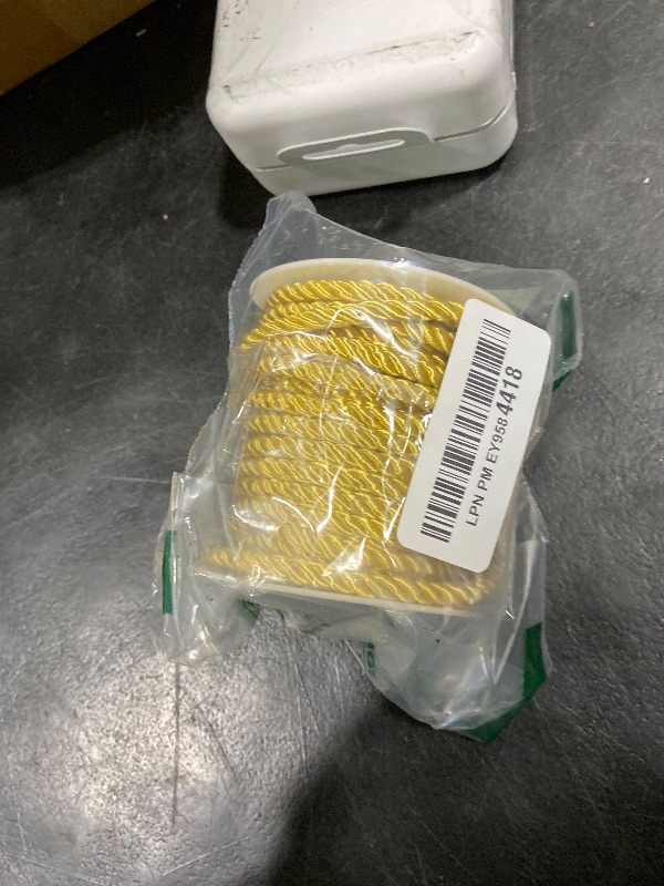 Photo 1 of PH PandaHall 5mm Gold Twisted Cord 3-Ply Decorative Polyester Silk Cord Shiny Viscose Cording Thread Graduation Cords for Christmas Home Décor Embellish Halloween Costumes Bag Drawstrings 59 Feet