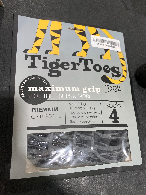 Photo 1 of DOK TigerToes Premium Non-Slip Dog Socks for Hardwood Floors - Extra-Thick Grip That Works Even When Twisted - Prevents Licking, Slipping, and Great for Dog Paw Protection - Size Large