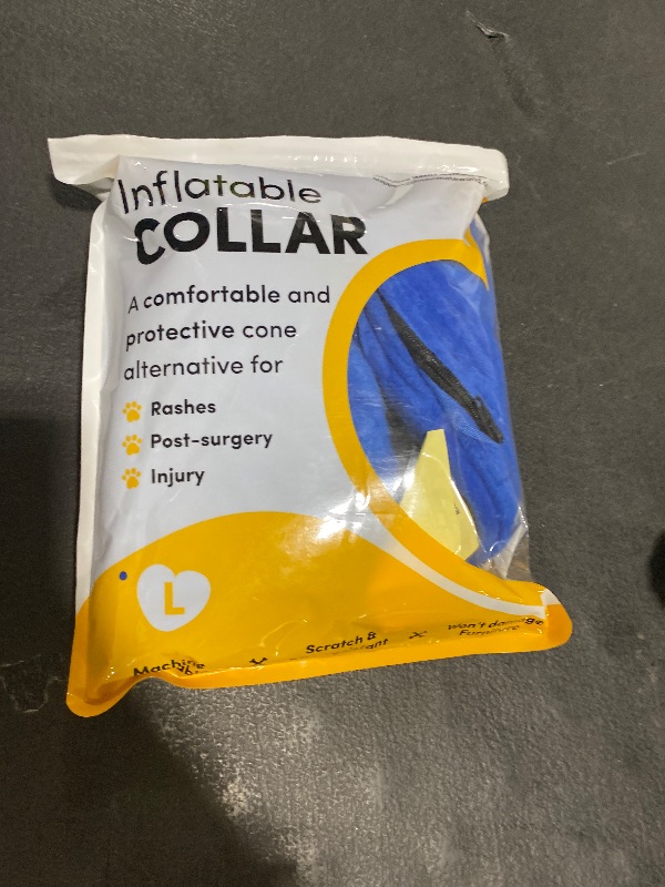 Photo 1 of BENCMATE Inflatable Dog Cone Collar Alternative, Soft Dog Cone for Small Medium Large Dogs and Cats, Neck Recovery ECollar Donut Collar After Surgery (Large, Blue)