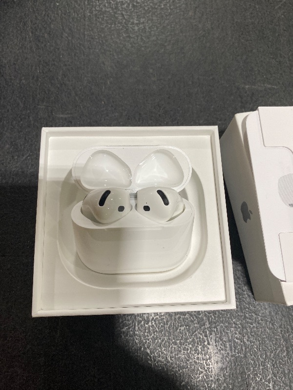 Photo 1 of Apple AirPods 4 Wireless Earbuds, Bluetooth Headphones, Personalized Spatial Audio, Sweat and Water Resistant, USB-C Charging Case, H2 Chip, Up to 30 Hours of Battery Life, Effortless Setup for iPhone