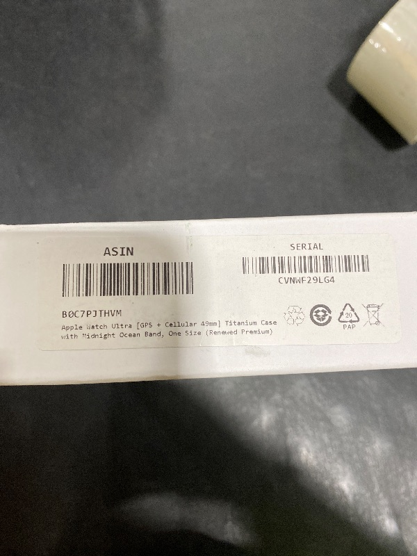 Photo 1 of Apple Watch Ultra [GPS + Cellular 49mm] Titanium Case with Midnight Ocean Band, One Size (Renewed Premium)