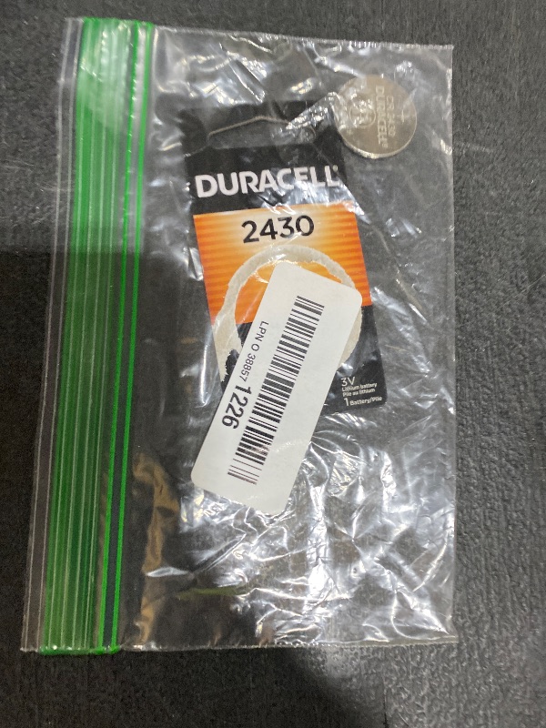 Photo 1 of Duracell 2430 3V Lithium Battery, 1 Count Pack, Lithium Coin Battery for Medical and Fitness Devices, Watches, and more, CR Lithium 3 Volt Cell