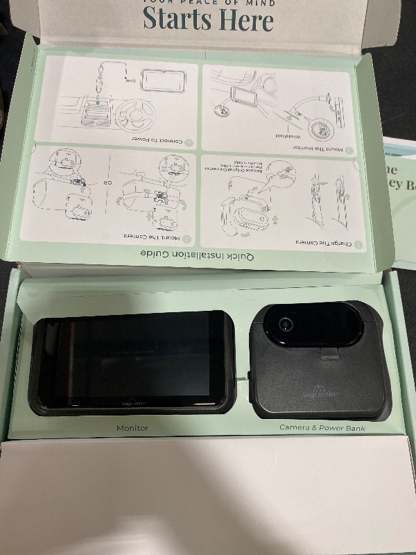 Photo 1 of Tiny Traveler Baby Car Camera for 2 Kids, Touch Screen Baby Car Monitor with Power Bank, No WiFi Baby Camera for Car Home Travel, Rear-Facing Car Seat Monitor Night Vision Baby Reminder Alert - Black