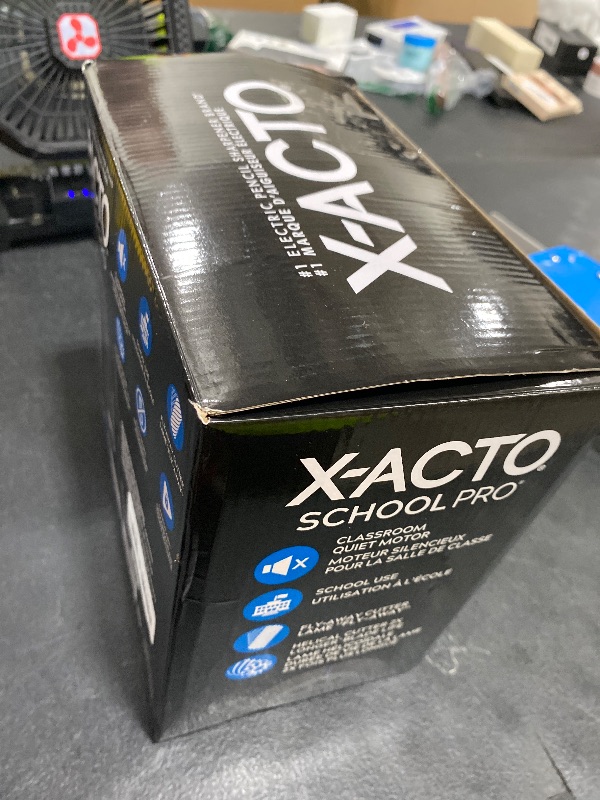 Photo 1 of X-ACTO Pencil Sharpener, SchoolPro Electric Pencil Sharpener, Heavy Duty Sharpener for School, Classroom and Teacher Supplies, Perfect for Addition to Homeschooling Supplies, Black, 1 Count
