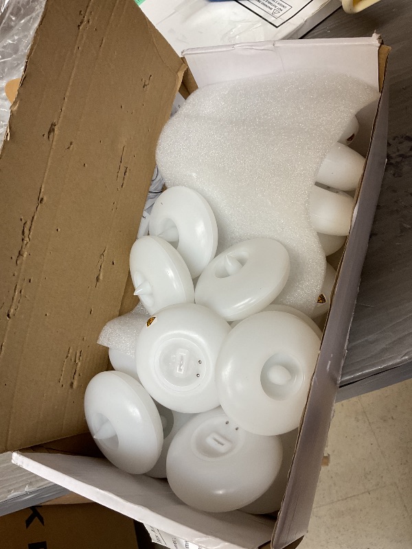 Photo 1 of Plastic 5plots Flameless Floating Candles 3 Inches White Waterproof Led Tealights for Wedding Vases Centerpieces Party Proposal Pool Decor Decoration 200 Hour (24 Pack)