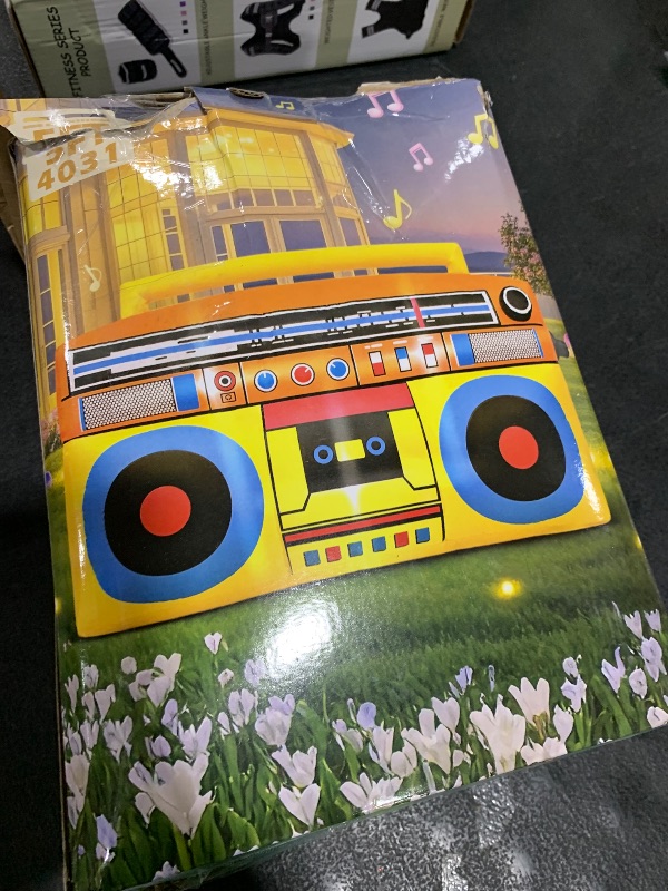 Photo 1 of 80's 90's Party Decoration 5FT Inflatable Radio Boombox Decorations, Blow up LED Lights Party Favors, for 80s 90s Hip Hop Theme, Birthday, Music, Disco Retro Theme