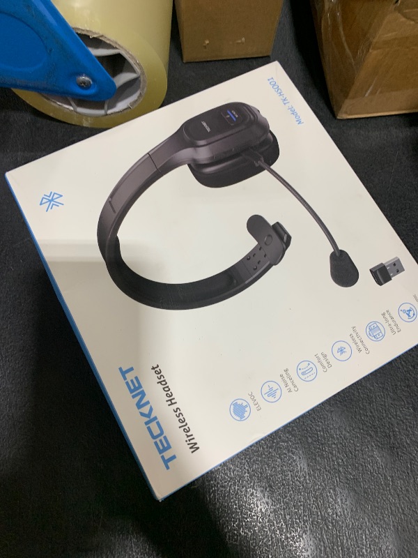 Photo 1 of TECKNET Trucker Bluetooth Headphones with Microphone Noise Canceling Wireless On Ear Headset, Hands Free Wireless Headset for Cell Phone Computer Office Home Call Center Skype (Black)