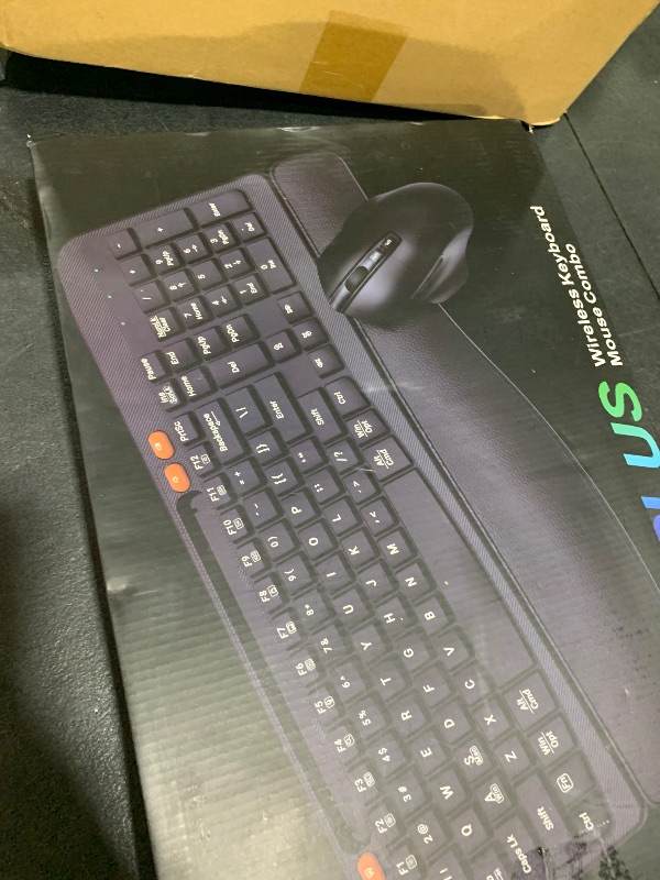 Photo 1 of Wireless Keyboard and Mouse Combo, Ergonomic Wave Keys, Cushioned Plam Rest, Rechargeable, Phone Holder, Natural Typing, 2.4G Lag-Free, Full Size Keyboards Cordless Set for Windows/Mac -SABLUTE